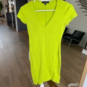 Lime Green Lulu’s Ribbed T-Shirt Dress - XS